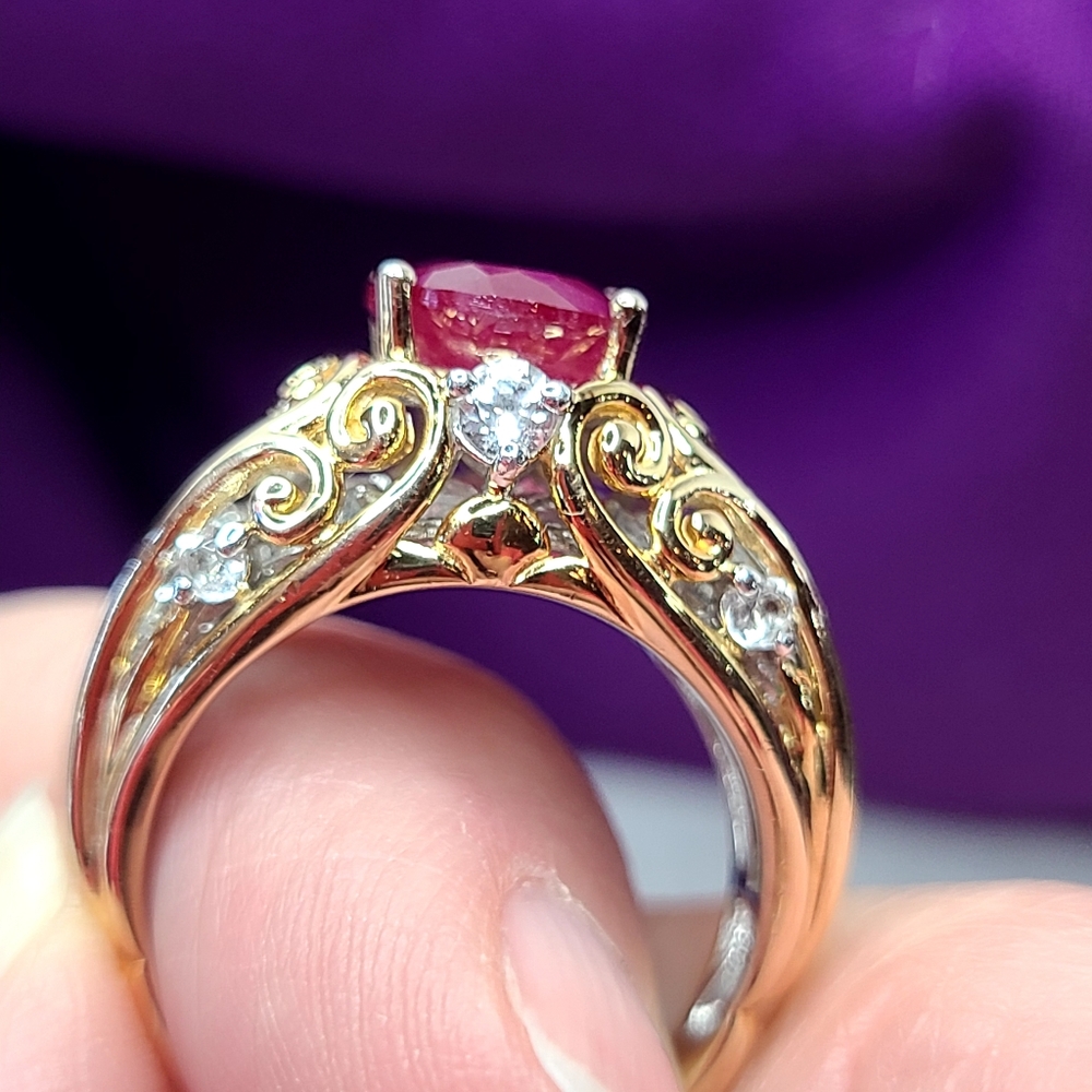 Sterling Silver Vermeil Ruby Ring - image 7
